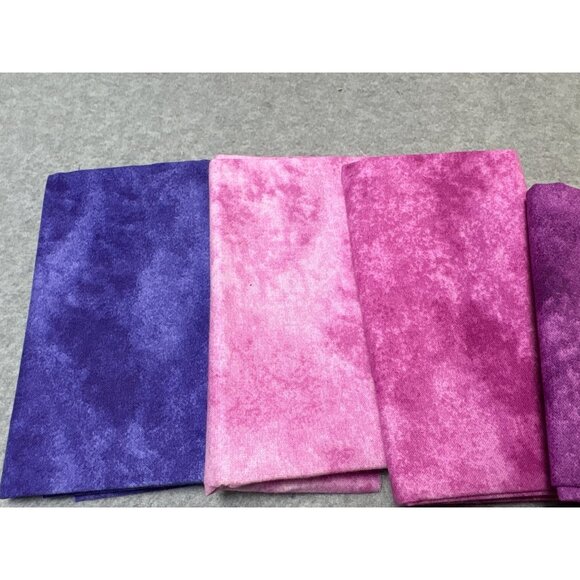 Fabric Fat Quarter Texture Bundle 4 Pcs Tie-Dye Look Pink/Purple Cotton Quilting - Picture 2 of 5